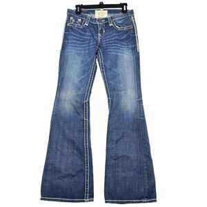 Vintage Y2K Big Star Liv Flare Womens 28x32 Low Rise Washed Jeans Grunge Cowgirl